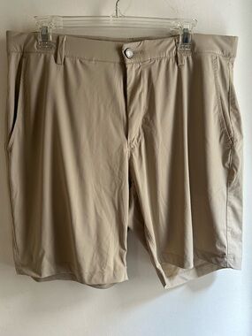 Infinity Linearflex Performance Shorts Size 34 Beige Stretch Golf Casual